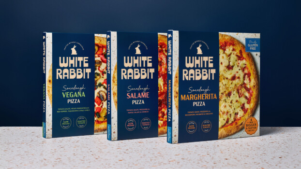 Branding and packaging design for White Rabbit Pizza Co., A proudly gluten-free Italian brand