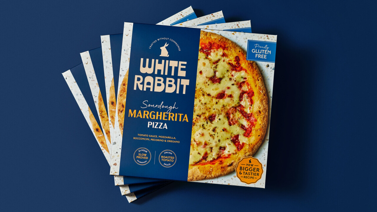 Branding and packaging design for White Rabbit Pizza Co., A proudly gluten-free Italian brand