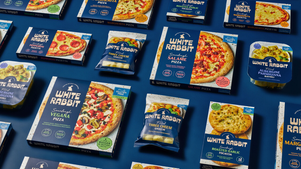 Branding and packaging design for White Rabbit Pizza Co., A proudly gluten-free Italian brand
