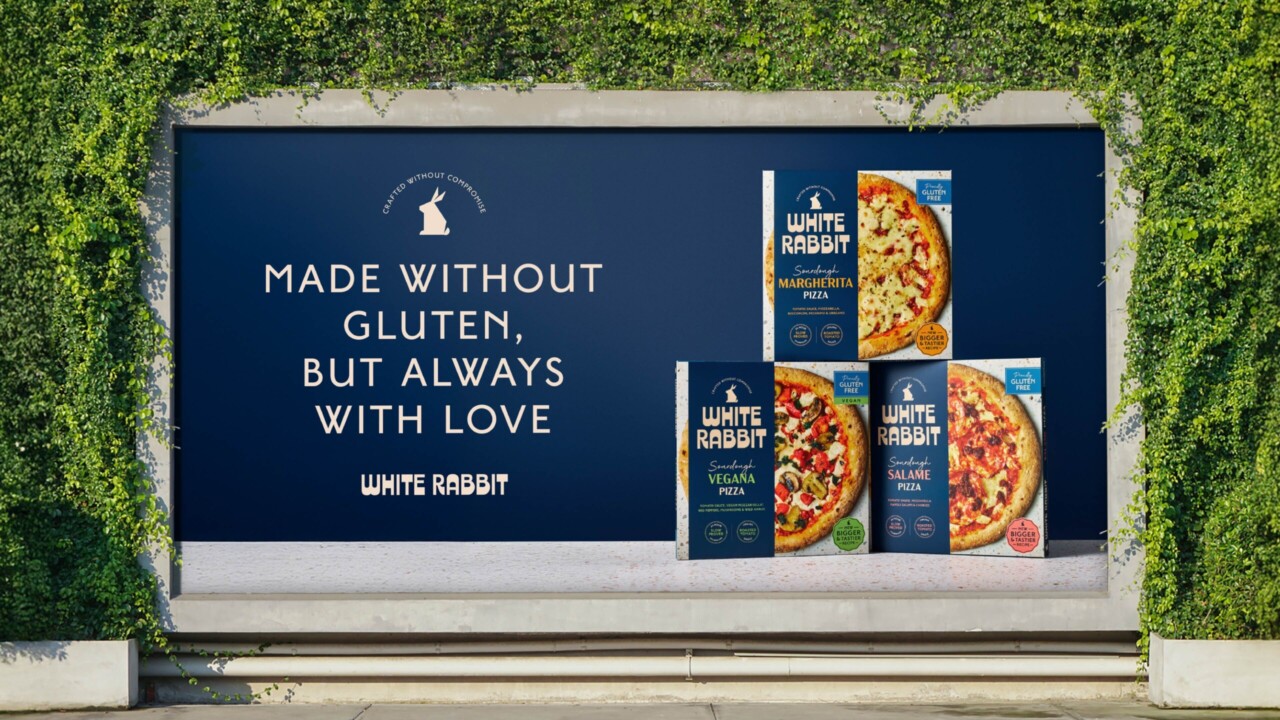 Branding and packaging design for White Rabbit Pizza Co., A proudly gluten-free Italian brand