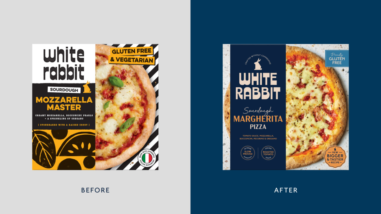 Branding and packaging design for White Rabbit Pizza Co., A proudly gluten-free Italian brand