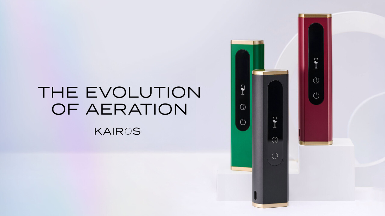 Branding, packaging, and website design for Kairos by Deuce Studio. The world's first contactless wine aerator using EM wave technology.