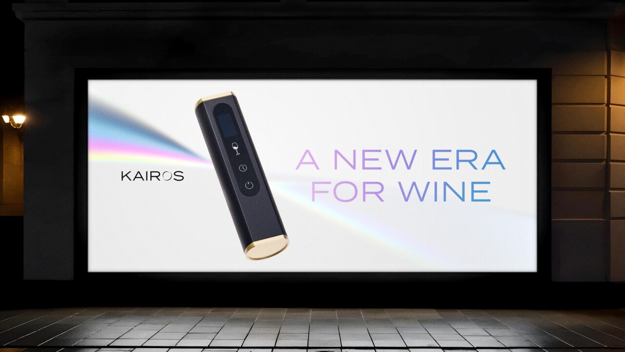Branding, packaging, and website design for Kairos by Deuce Studio. The world's first contactless wine aerator using EM wave technology.