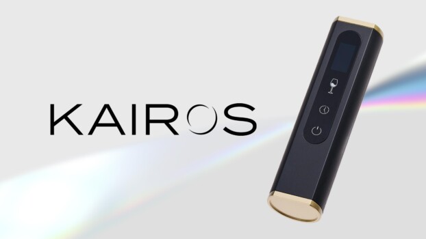 Branding, packaging, and website design for Kairos by Deuce Studio. The world's first contactless wine aerator using EM wave technology.