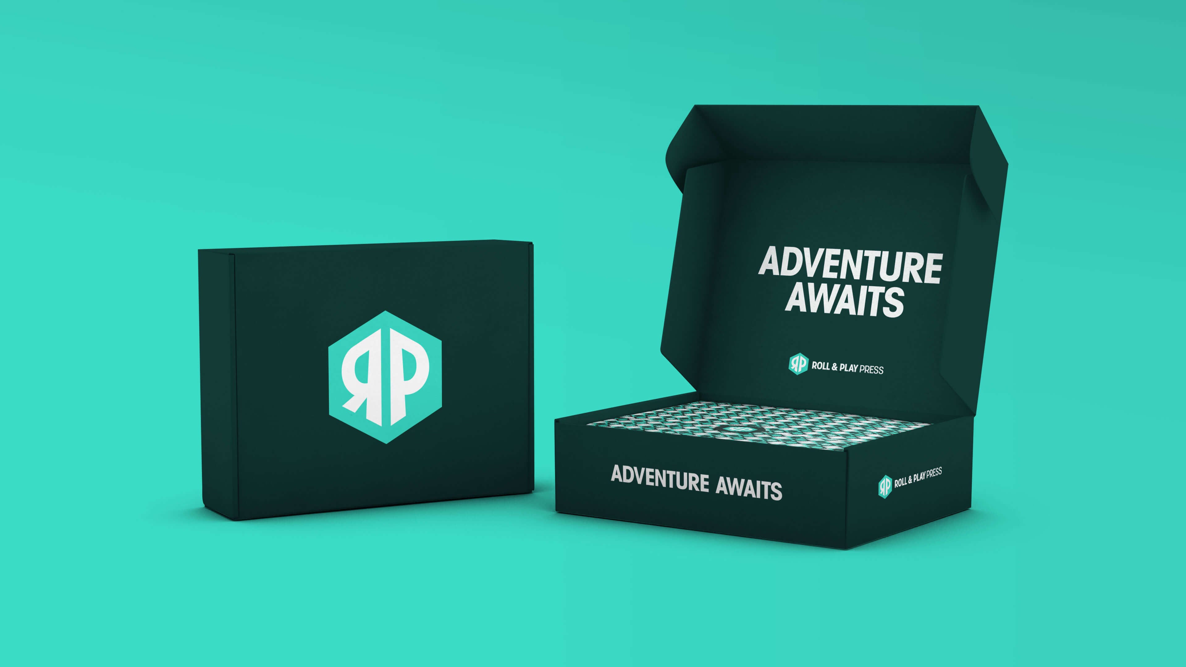 Roll and Play Press brand identity delivery box packaging