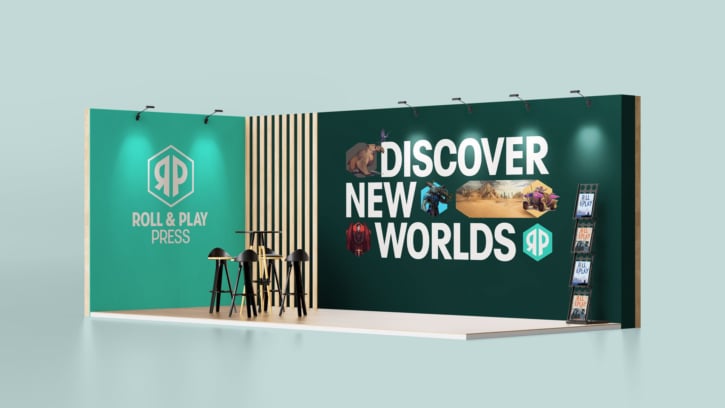 Roll and Play Press brand identity exhibition stand design