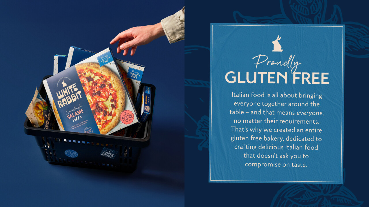 White Rabbit gluten-free pizza packaging design & branding by Deuce Studio